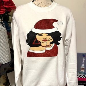 NEW - Gildan White Sweatshirt with Red Graphic